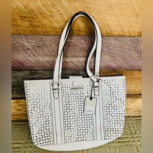 NWT- Dana Buchman Cream Perforated Tote/shoulder Bag